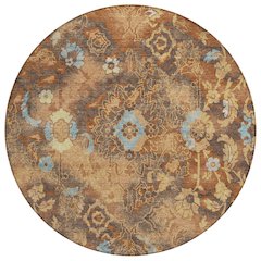 Machine Washable Indoor/Outdoor Chantille ACN2791 Orange 8' x 8' Round Rug