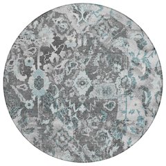 Machine Washable Indoor/Outdoor Chantille ACN2791 Gray 8' x 8' Round Rug