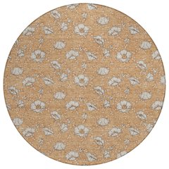 Machine Washable Indoor/Outdoor Chantille ACN2792 Orange 8' x 8' Round Rug