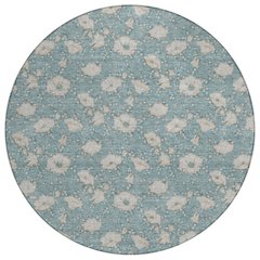 Machine Washable Indoor/Outdoor Chantille ACN2792 Teal 8' x 8' Round Rug