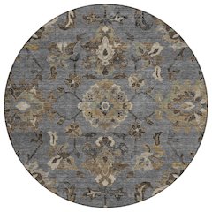 Machine Washable Indoor/Outdoor Chantille ACN2793 Gray 8' x 8' Round Rug
