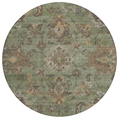 Machine Washable Indoor/Outdoor Chantille ACN2793 Green 8' x 8' Round Rug