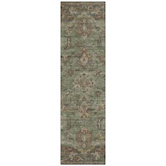 Machine Washable Indoor/Outdoor Chantille ACN2793 Green 2'3" x 7'6" Runner Rug