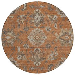 Machine Washable Indoor/Outdoor Chantille ACN2793 Orange 8' x 8' Round Rug