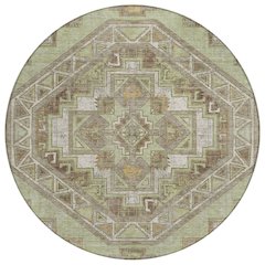 Machine Washable Indoor/Outdoor Chantille ACN2794 Green 8' x 8' Round Rug