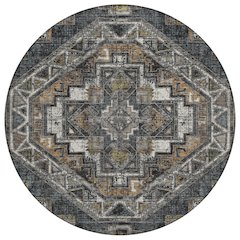 Machine Washable Indoor/Outdoor Chantille ACN2794 Black 8' x 8' Round Rug