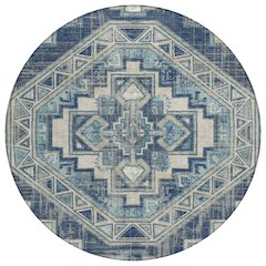 Machine Washable Indoor/Outdoor Chantille ACN2794 Blue 8' x 8' Round Rug