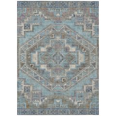 Machine Washable Indoor/Outdoor Chantille ACN2794 Teal 3' x 5' Rug