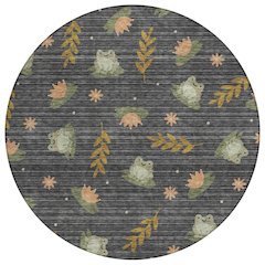 Machine Washable Indoor/Outdoor Chantille ACN2795 Black 8' x 8' Round Rug