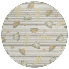 Machine Washable Indoor/Outdoor Chantille ACN2795 Ivory 8' x 8' Round Rug