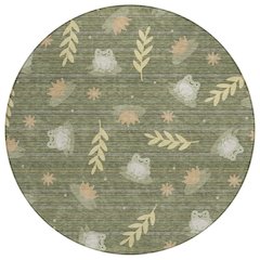 Machine Washable Indoor/Outdoor Chantille ACN2795 Green 8' x 8' Round Rug