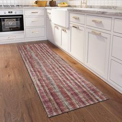 Waverly Burgundy Contemporary Striped 2'3" x 7'6" Runner Rug Burgundy AWA31