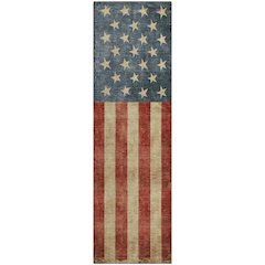 Machine Washable Indoor/Outdoor Americana Red 2'3" x 7'6" Runner Rug
