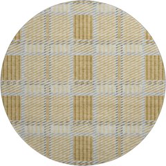 Premium Machine Washable Mayfield AMF1000 Gold 8' x 8' Round Rug