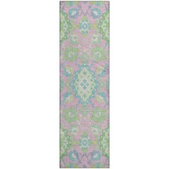 Premium Machine Washable Mayfield AMF1002 Pink 2'3" x 7'6" Runner Rug