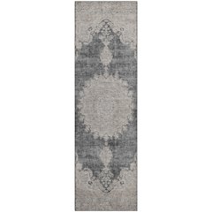 Premium Machine Washable Mayfield AMF1003 Black 2'3" x 7'6" Runner Rug