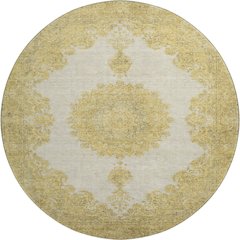 Premium Machine Washable Mayfield AMF1003 Gold 8' x 8' Round Rug