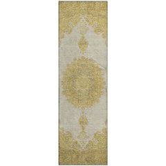 Premium Machine Washable Mayfield AMF1003 Gold 2'3" x 7'6" Runner Rug