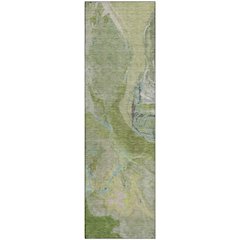 Premium Machine Washable Mayfield AMF1005 Green 2'3" x 7'6" Runner Rug