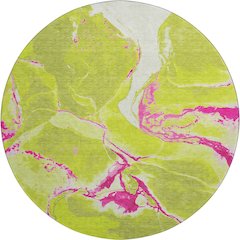 Premium Machine Washable Mayfield AMF1005 Lime 8' x 8' Round Rug