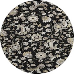 Premium Machine Washable Mayfield AMF1006 Black 8' x 8' Round Rug
