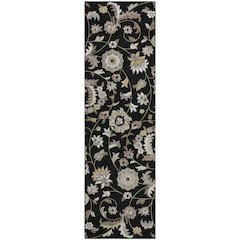 Premium Machine Washable Mayfield AMF1006 Black 2'3" x 7'6" Runner Rug