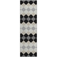 Premium Machine Washable Mayfield AMF1007 Black 2'3" x 7'6" Runner Rug