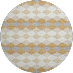 Premium Machine Washable Mayfield AMF1007 Gold 8' x 8' Round Rug