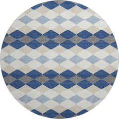 Premium Machine Washable Mayfield AMF1007 Navy 8' x 8' Round Rug
