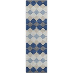 Premium Machine Washable Mayfield AMF1007 Navy 2'3" x 7'6" Runner Rug