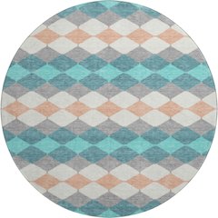 Premium Machine Washable Mayfield AMF1007 Teal 8' x 8' Round Rug
