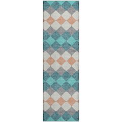 Premium Machine Washable Mayfield AMF1007 Teal 2'3" x 7'6" Runner Rug