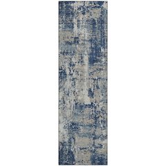 Premium Machine Washable Mayfield AMF1008 Navy 2'3" x 7'6" Runner Rug