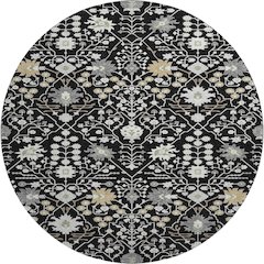 Premium Machine Washable Mayfield AMF1009 Black 8' x 8' Round Rug