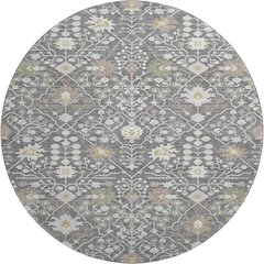Premium Machine Washable Mayfield AMF1009 Charcoal 8' x 8' Round Rug