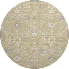 Premium Machine Washable Mayfield AMF1009 Gold 8' x 8' Round Rug