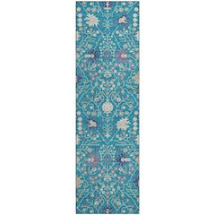 Premium Machine Washable Mayfield AMF1009 Teal 2'3" x 7'6" Runner Rug