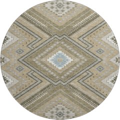Premium Machine Washable Mayfield AMF1010 Beige 8' x 8' Round Rug