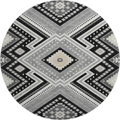 Premium Machine Washable Mayfield AMF1010 Black 8' x 8' Round Rug