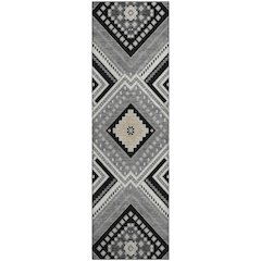 Premium Machine Washable Mayfield AMF1010 Black 2'3" x 7'6" Runner Rug
