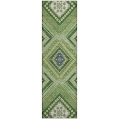 Premium Machine Washable Mayfield AMF1010 Green 2'3" x 7'6" Runner Rug