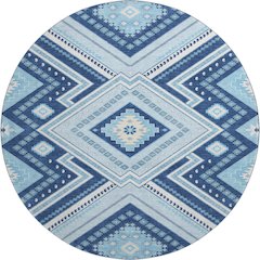 Premium Machine Washable Mayfield AMF1010 Navy 8' x 8' Round Rug