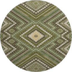 Premium Machine Washable Mayfield AMF1010 Olive 8' x 8' Round Rug