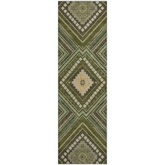 Premium Machine Washable Mayfield AMF1010 Olive 2'3" x 7'6" Runner Rug