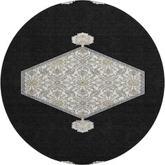 Premium Machine Washable Mayfield AMF1011 Black 8' x 8' Round Rug
