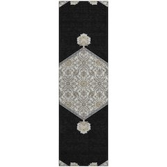 Premium Machine Washable Mayfield AMF1011 Black 2'3" x 7'6" Runner Rug