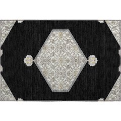 Premium Machine Washable Mayfield AMF1011 Black 1'8" x 2'6" Rug