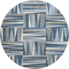 Premium Machine Washable Mayfield AMF1012 Denim 8' x 8' Round Rug