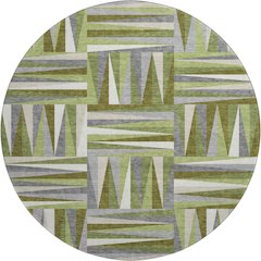Premium Machine Washable Mayfield AMF1012 Green 8' x 8' Round Rug