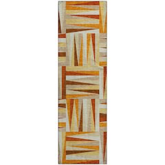 Premium Machine Washable Mayfield AMF1012 Orange 2'3" x 7'6" Runner Rug